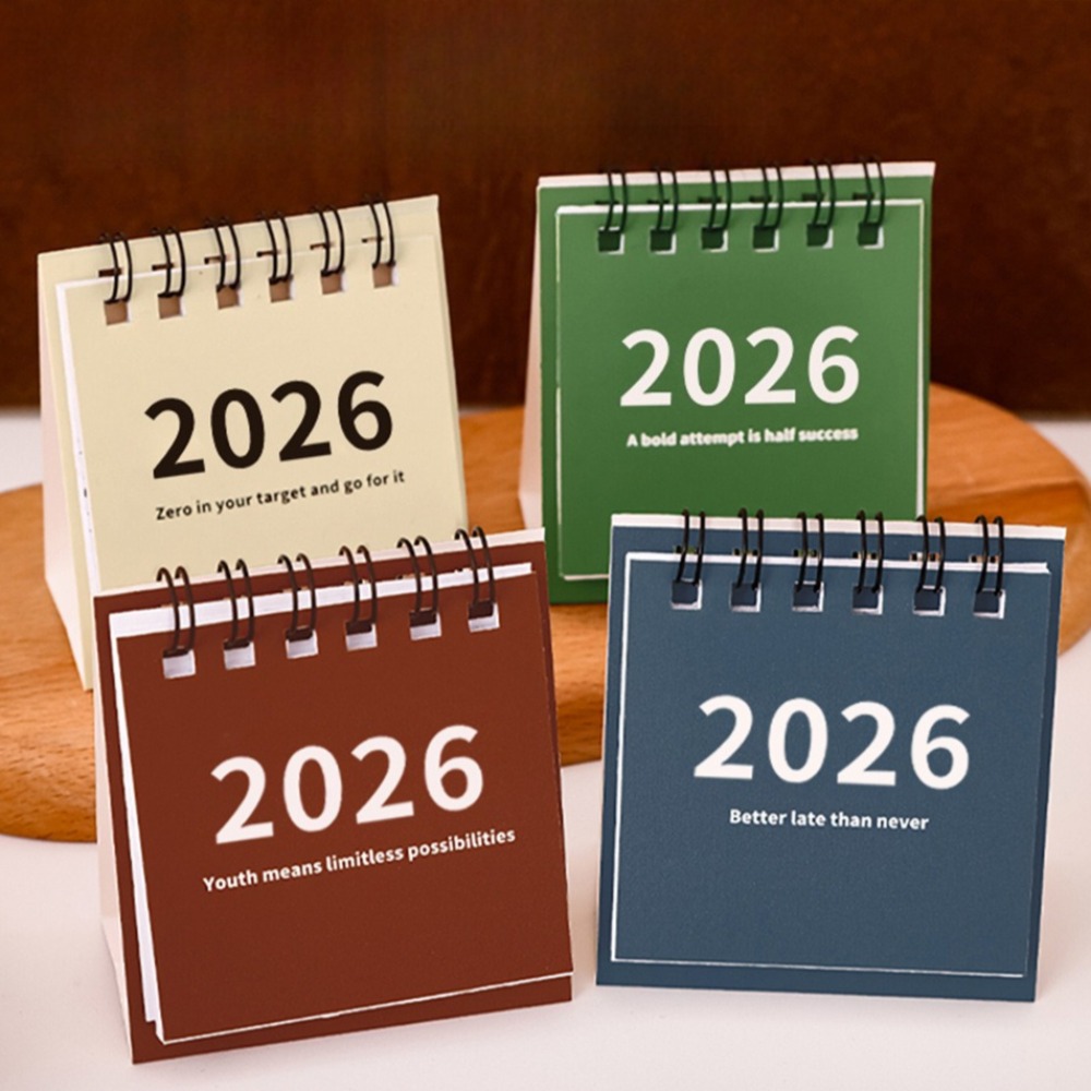 2026 Mini Einfacher Kalender Kleiner Tischkalender Kreativer Spulenkalender Planer Desktop-Dekoration Büromaterial 2025-2026