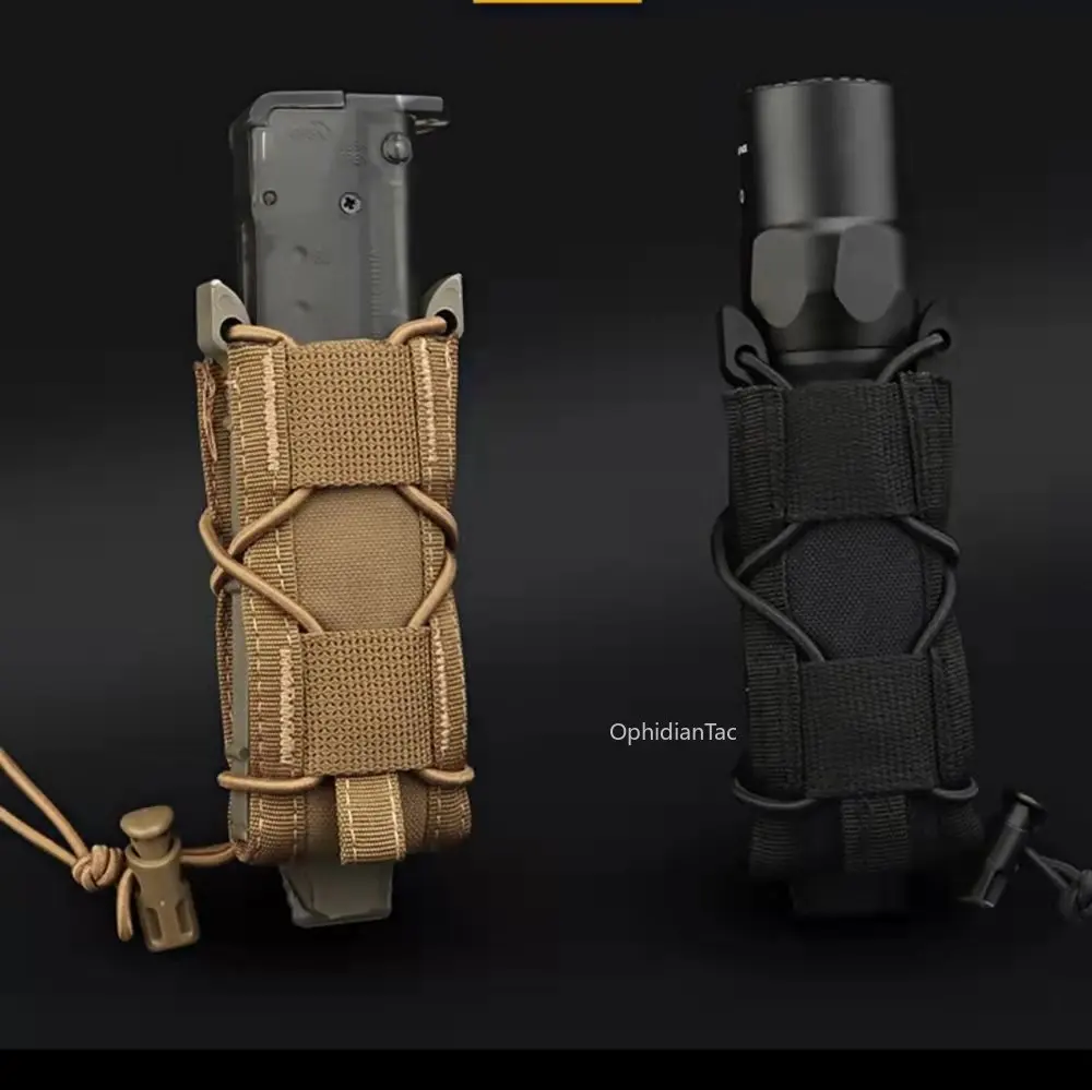 잡지 주머니 9mm 권총 단일 매거진 가방 몰리 손전등 주머니 토치 홀더 사냥 칼 홀스터 슈팅 Airsoft