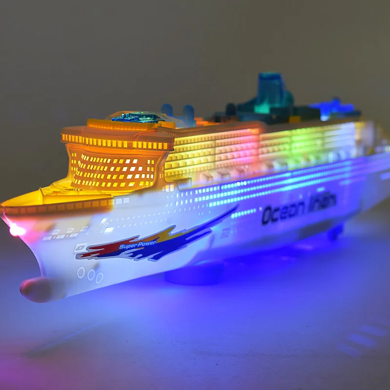 Barco de juguete eléctrico Universal para niños, modelo de crucero con música de sonido, 49CM, dirección automática