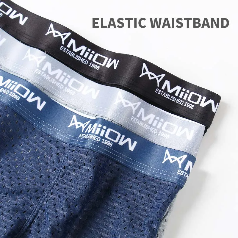 Miiow 3 pçs roupa interior masculina de seda gelo boxers sexy malha calcinha masculina grafeno antibacteriano cuecas boxer homem L-4XL