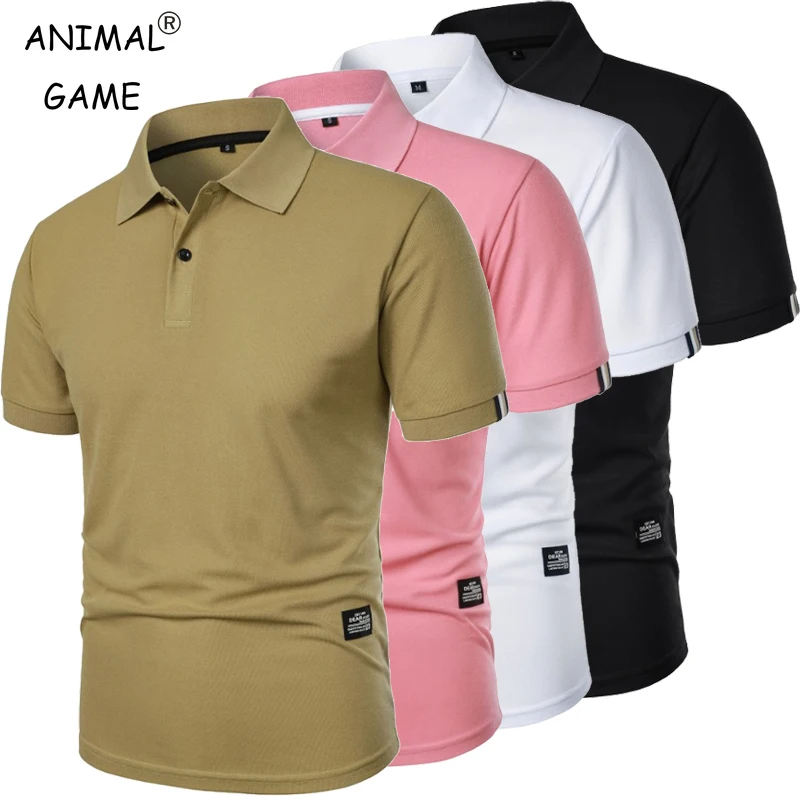 Neue Einfarbig Polo-Shirt männer Kurzarm Taste T-shirts Revers Leichte Streetwear Sport Casual Tops