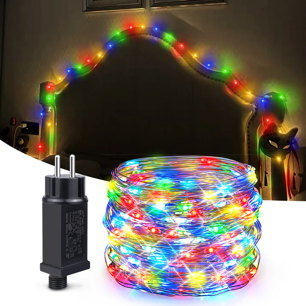 EU Power Supply LED Copper Wire Fairy Lights String 10/20/30/50M Holiday Party Home Decoration Lamp For Christmas Garden Decor