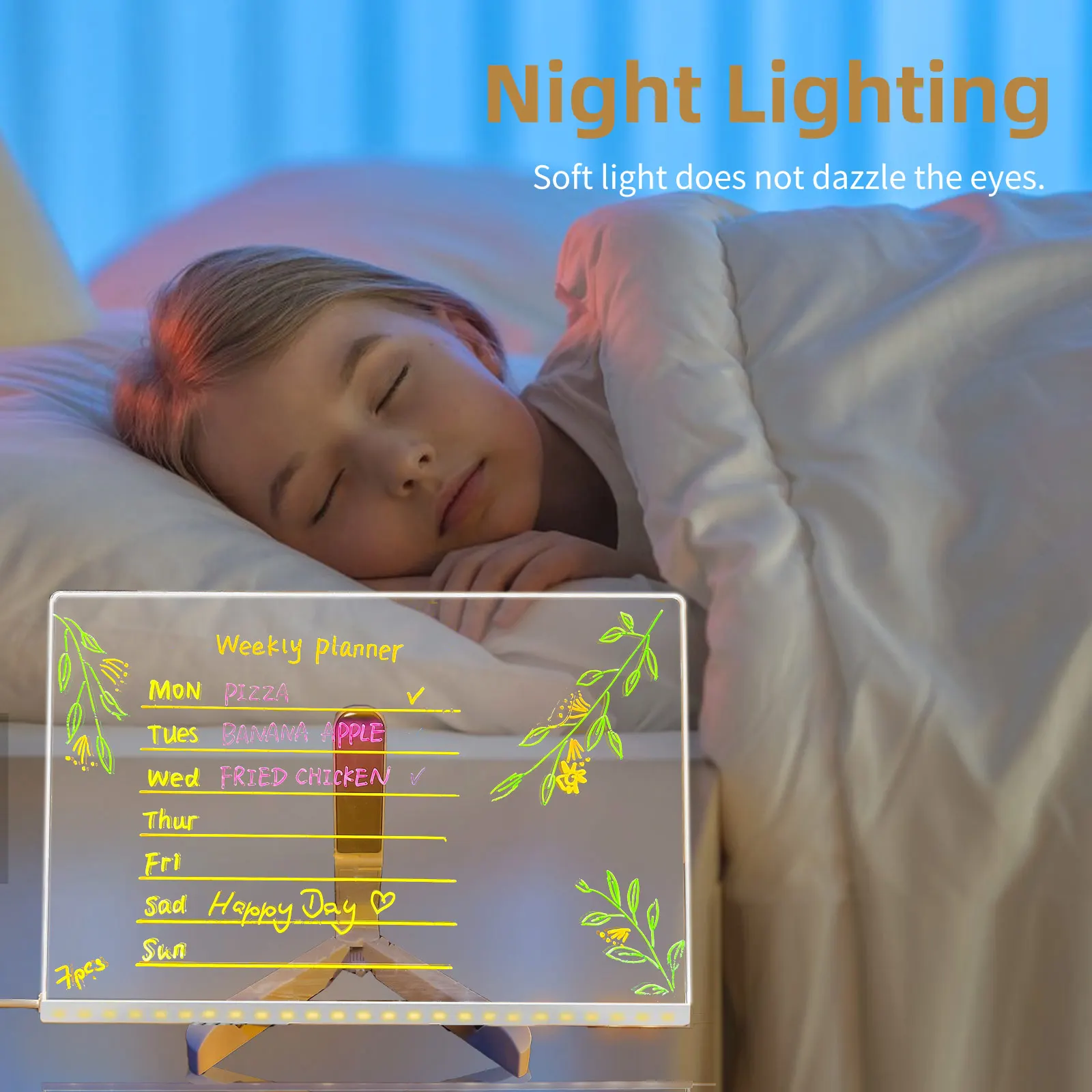 Lampada da tavolo da disegno a LED incandescente Bacheca per appunti in acrilico trasparente Memo cancellabile Luce notturna USB Regali di Natale di compleanno