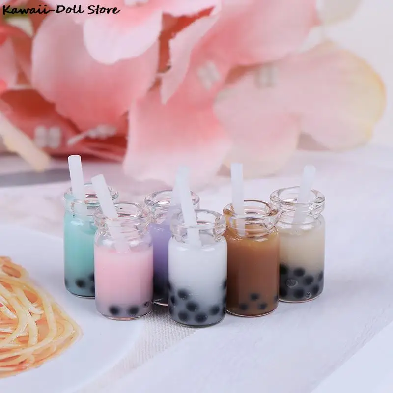 3 Chiếc 1:12 Nhà Búp Bê Mini Sáng Tạo Sữa Trà Kem Đồ Uống Chai Mẫu Búp Bê Thực Phẩm Nhà Bếp