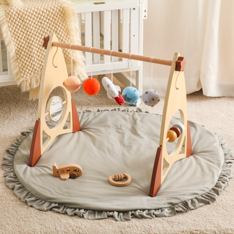 Baby Rakete Spielen Gym Holz Mobile Rakete Rassel Aktivität Spielzeug Hängen Sensorische Spielzeug Faltbare Spielen Gym Rahmen Raum Dekorationen Spielzeug