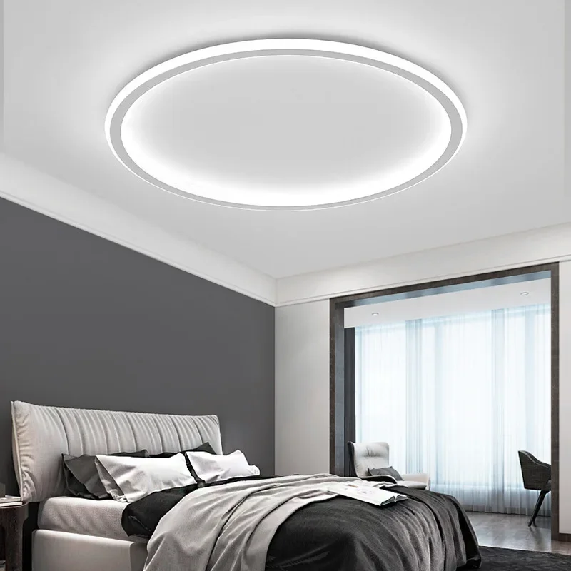 Luz de techo LED minimalista nórdica para dormitorio, sala de estar, pasillo, sala de estudio, balcón, candelabro de iluminación Circular con Control remoto