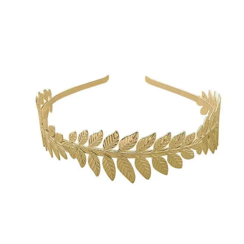 Faixa de cabelo elegante com folhas de cor sólida! Design antiderrapante, nova decoração de folha de ouro, estilo barroco retrô.