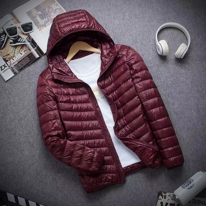 0-10 ℃   Heren Winterjas Ultralichte Eend Donsjacks Draagbare Capuchon Pufferveren Dunne Parka Winddicht Bovenkleding Jas 5XL