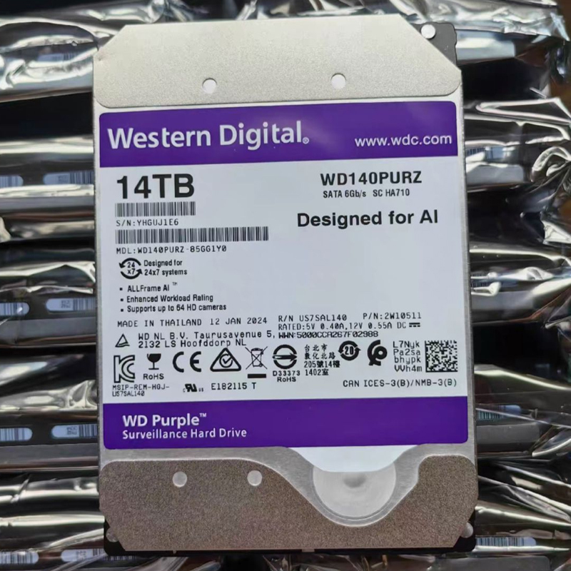 WD-14TB (WD140PURZ) Disco duro 3,5" SATA 7200RPM para disco duro de vigilancia PARA Ai