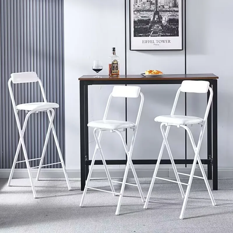 Portable Folding Bar Chairs High Foot Counter Chair with Backrest Compact Reception & Fishing Seat Lightweight Bistro Stools