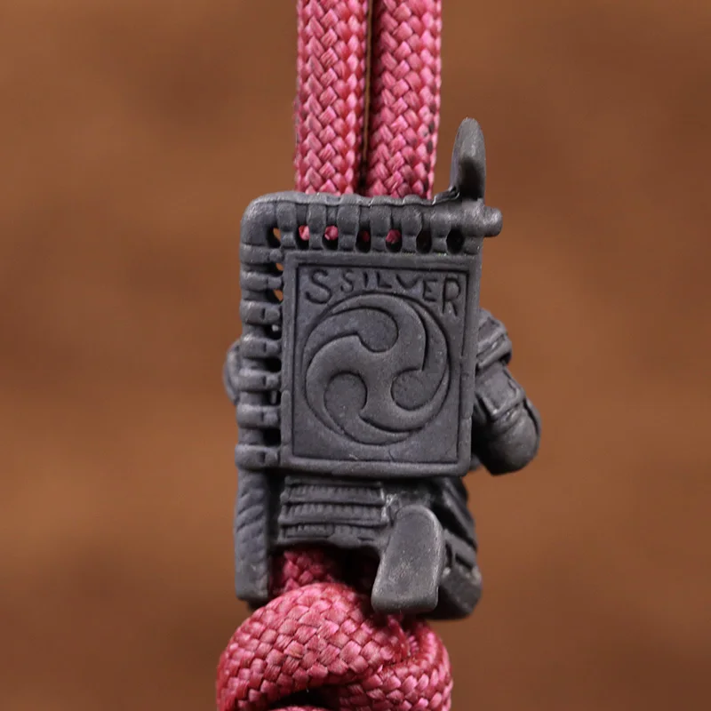 Espada ancha japonesa Samurai EDC cuchillo de latón cuentas cordón colgantes herramienta al aire libre DIY Paracord pulseras tejidas accesorios de dijes