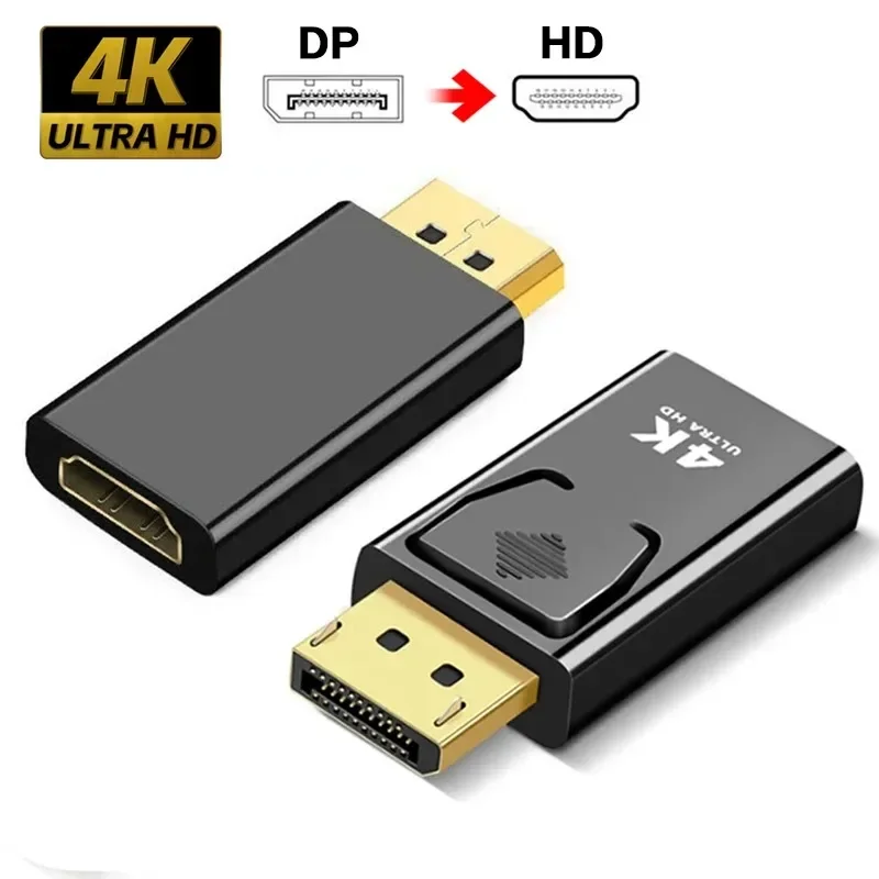 Adaptador DisplayPort a HDMI 4K, convertidor DP a HDMI, conectores chapados en oro, sincronización de Audio y vídeo para PC, portátil, Monitor PS5