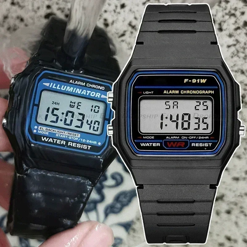 Sportowe zegarki cyfrowe LED Dzieci Prosta mała kwadratowa tarcza Elektroniczny zegarek Silikonowy pasek Moda Casual Męski zegarek Prezent dla przyjaciela