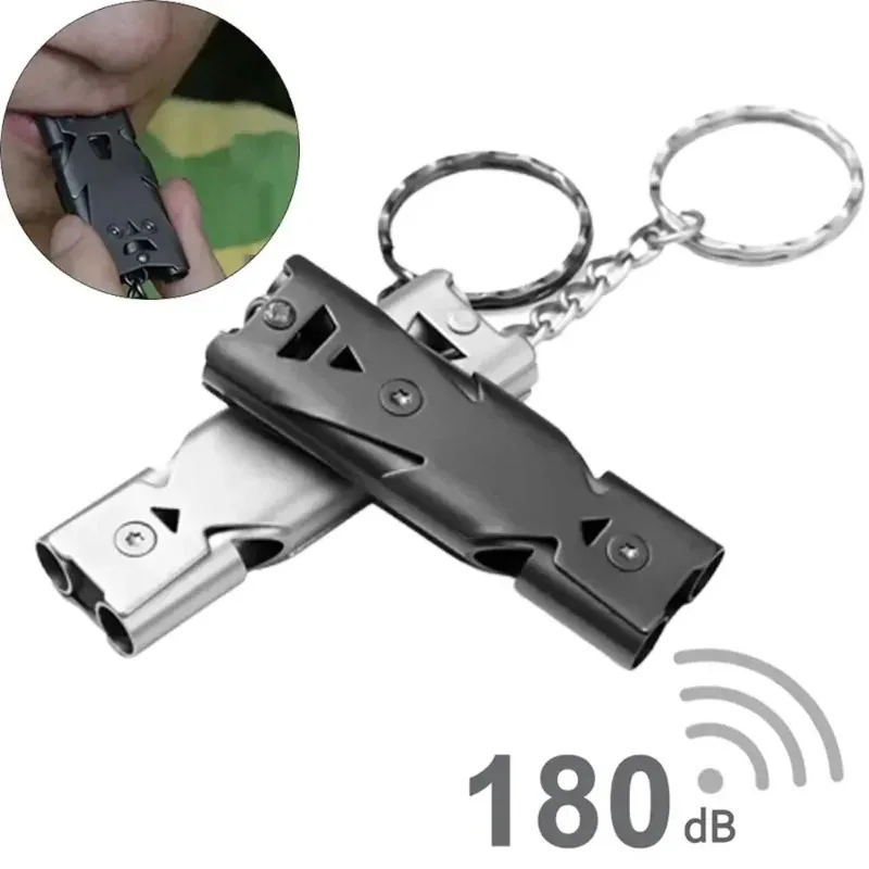 Dubbele pijpfluit hanger sleutelhanger hoge decibel draagbare outdoor survival noodkampeergereedschap multifunctioneel