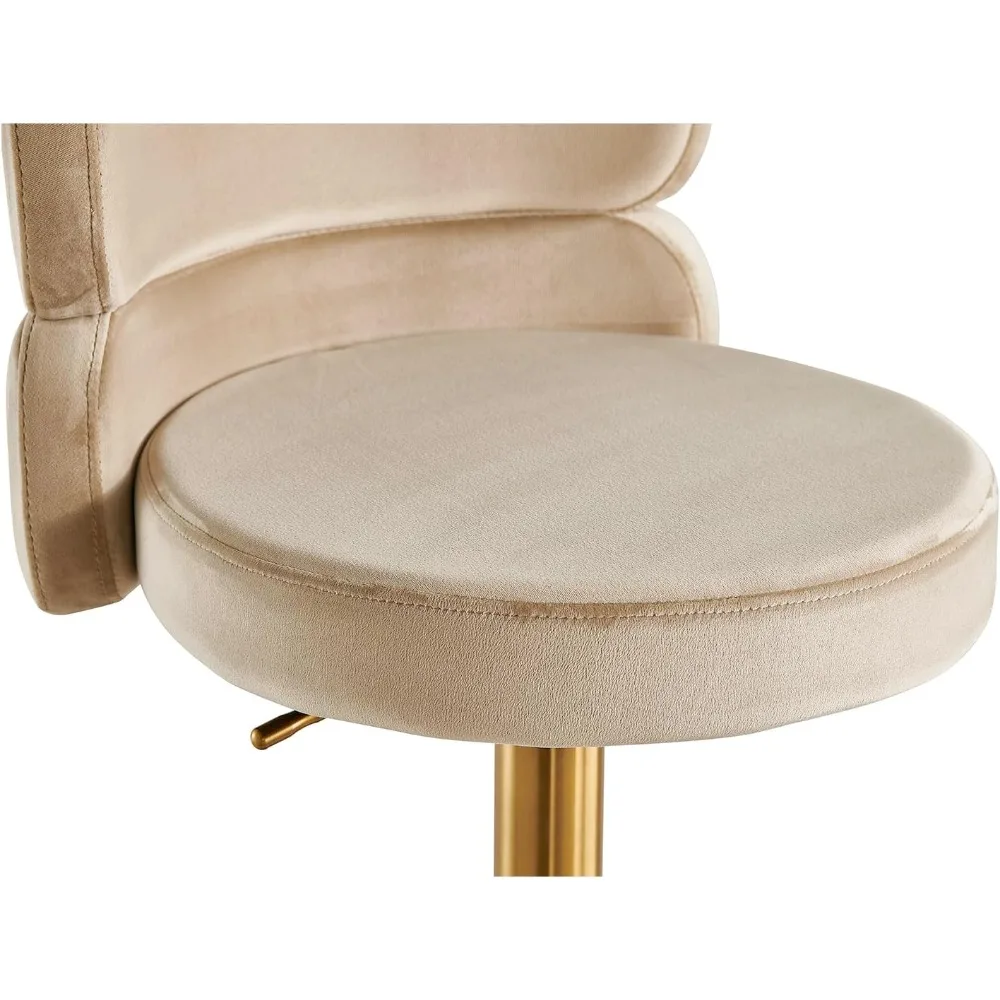 Velvet Bar Stools Modern Swivel Adjustable Height Kitchen Counter Bar Stools with Footrest for Living Room Dining Room