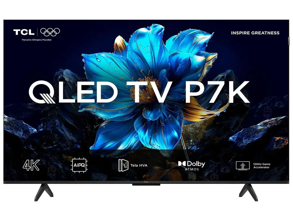 Smart TV 65" TCL 4K UHD QLED 65P7K Google TV AiPQ Google Assistente 3 HDMI 1 USB