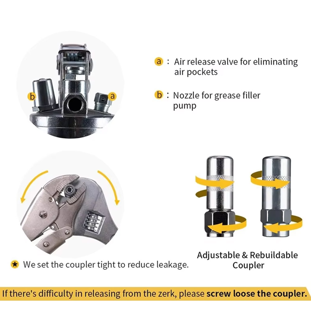 Kit de herramientas para grasa de aceite, kit de herramientas para grasa de agarre resistente de 7000PSI, herramientas de mantenimiento de alta resistencia para lubricación de aceite y automóviles, camiones SUV