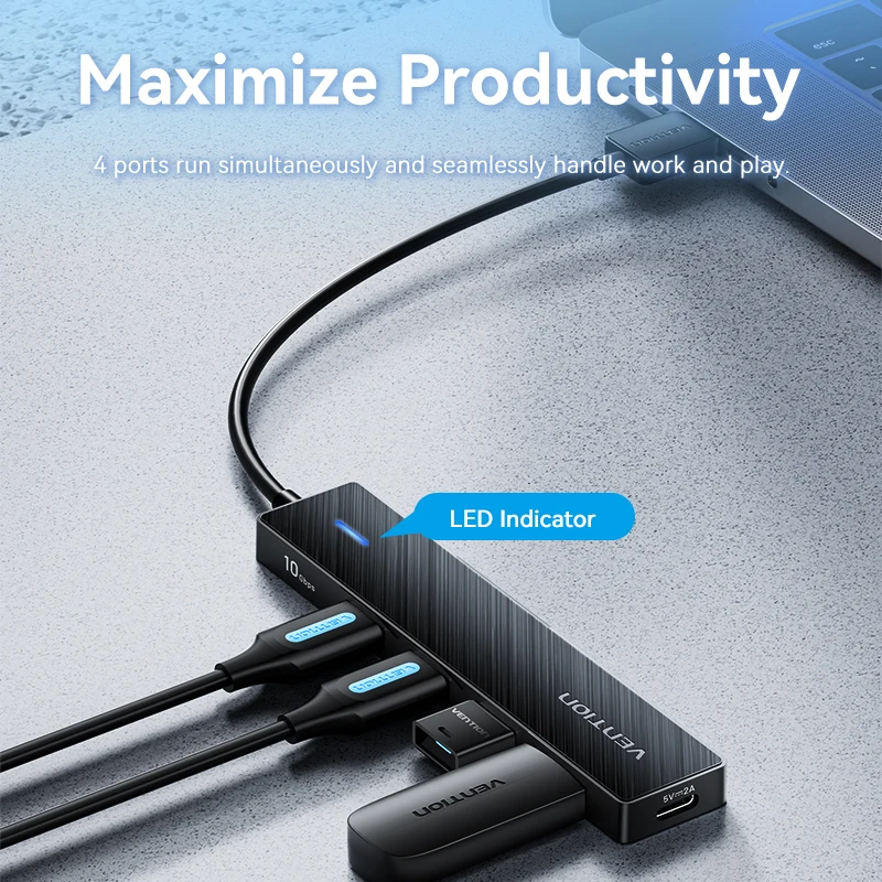 Vention USB Hub 3,2 10 Gbit/s 4 Port ABS Hub USB für Laptop Multi Splitter Adapter Für Xiaomi Macbook PC Computer Zubehör