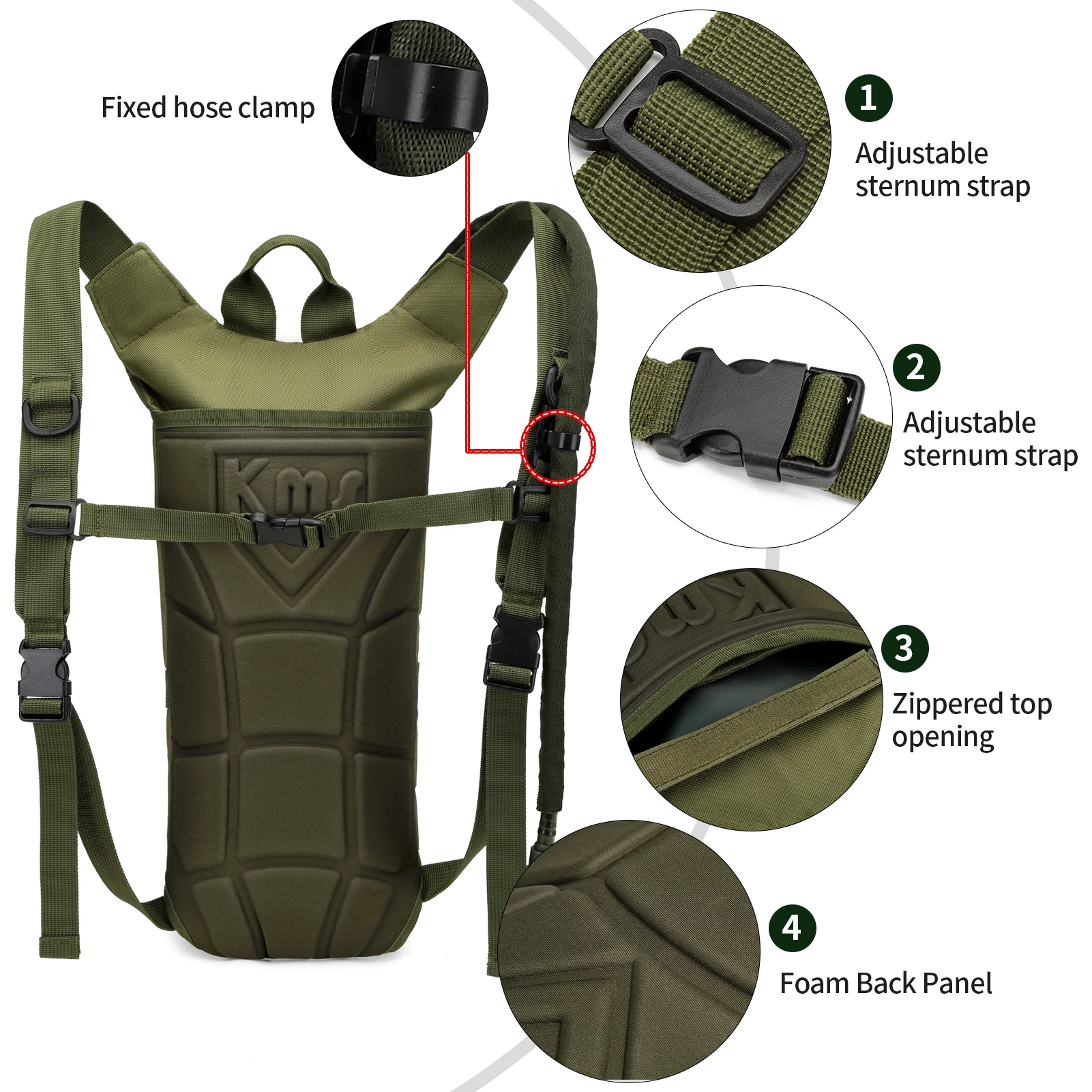 Paquete táctico de hidratación acuática, mochila Camel de clase militar con vejiga de agua a prueba de fugas de 3L para correr, trotar y andar en bicicleta