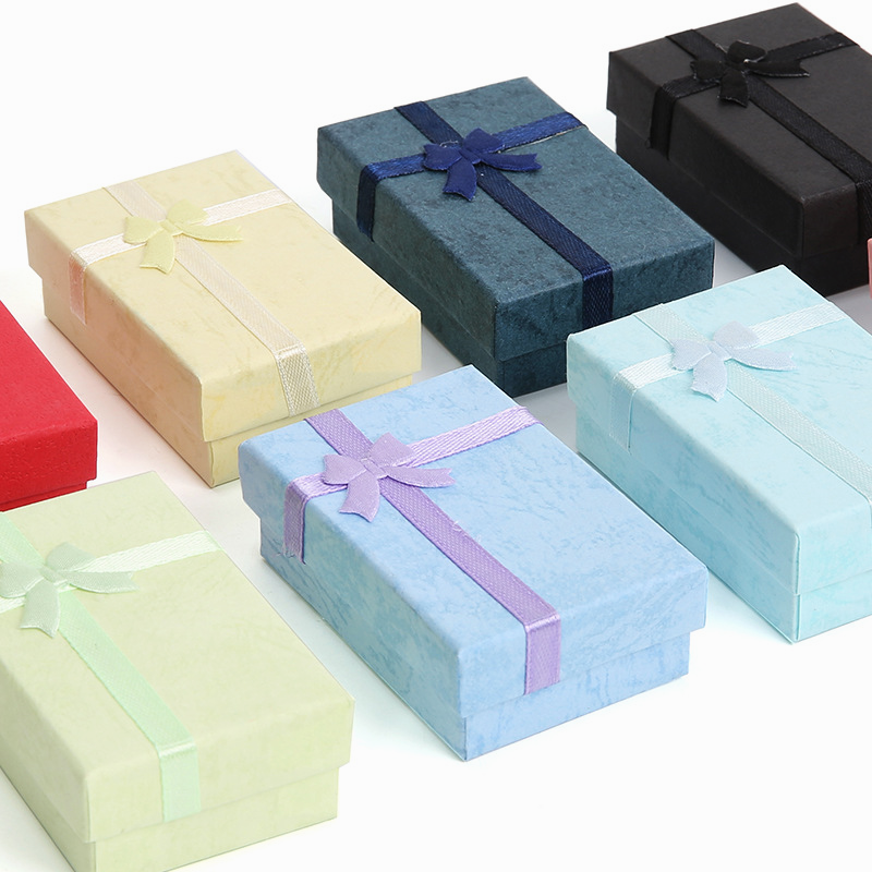 6 ชิ้น/ล็อตกระดาษกล่องเครื่องประดับแหวนต่างหูสร้อยคอจัดเก็บของขวัญกล่อง Cloud Bowknot เครื่องประดับกล่อง 5*8*2.5 ซม.