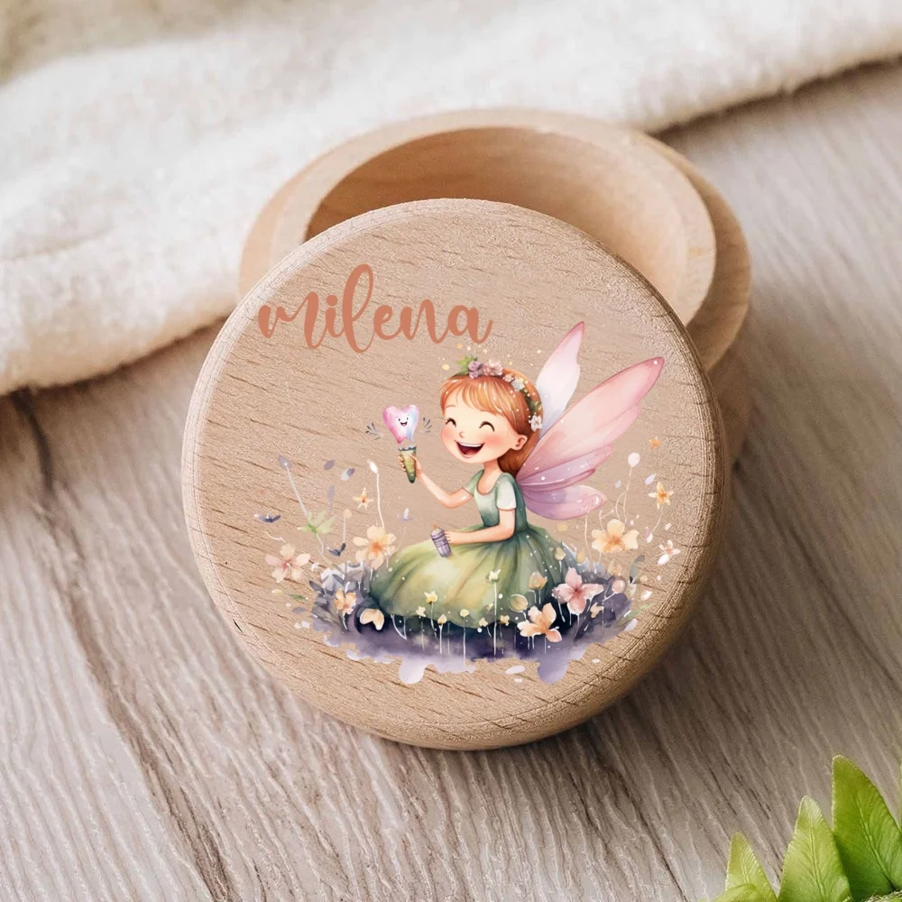 ส่วนบุคคล Custom ชื่อสาวฟัน Fairy กล่องนมฟันเก็บฟันสะดือ Save กรณี Keepsake ของขวัญอาบน้ําเด็ก
