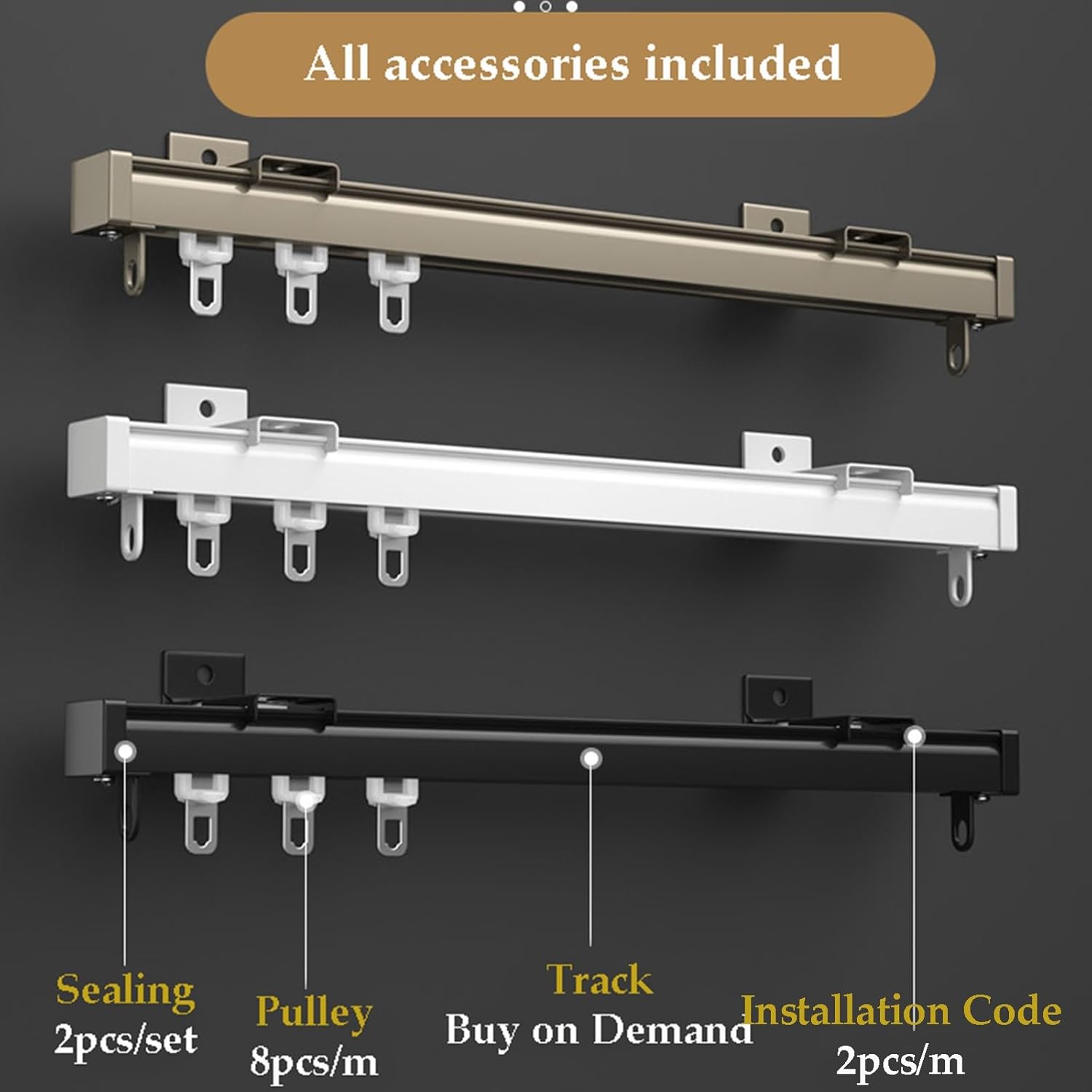 De techo flexible para cortinas y divisores de habitación, montaje en techo o pared, sistema de barra de cortina ajustable