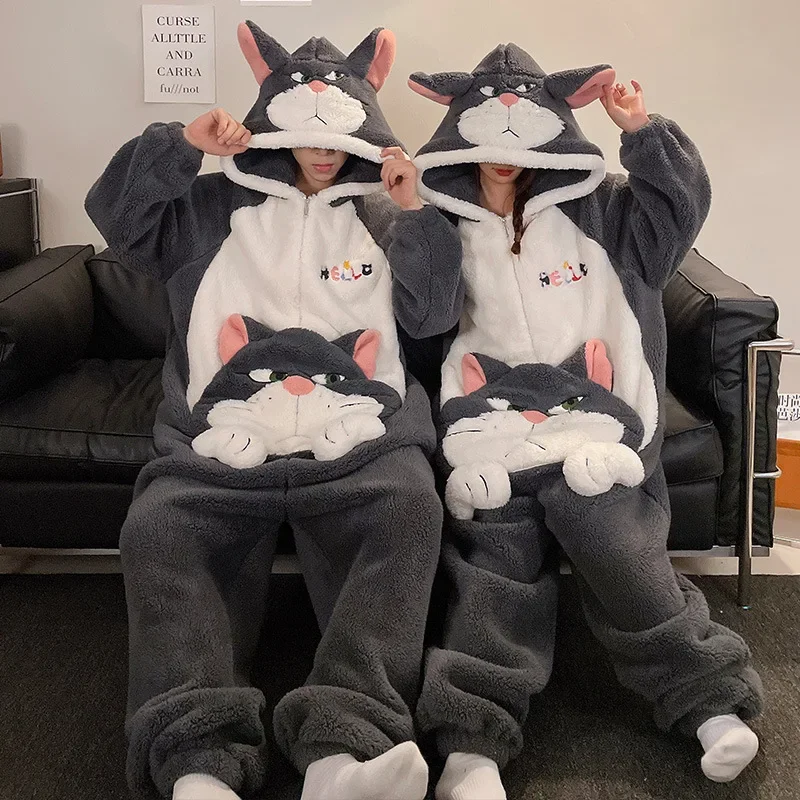 Pijamas de Navidad de franela para mujer, monos de Anime para adultos, monos de animales, ropa de casa gruesa para hombre, ropa de dormir cálida para invierno, monos de lana