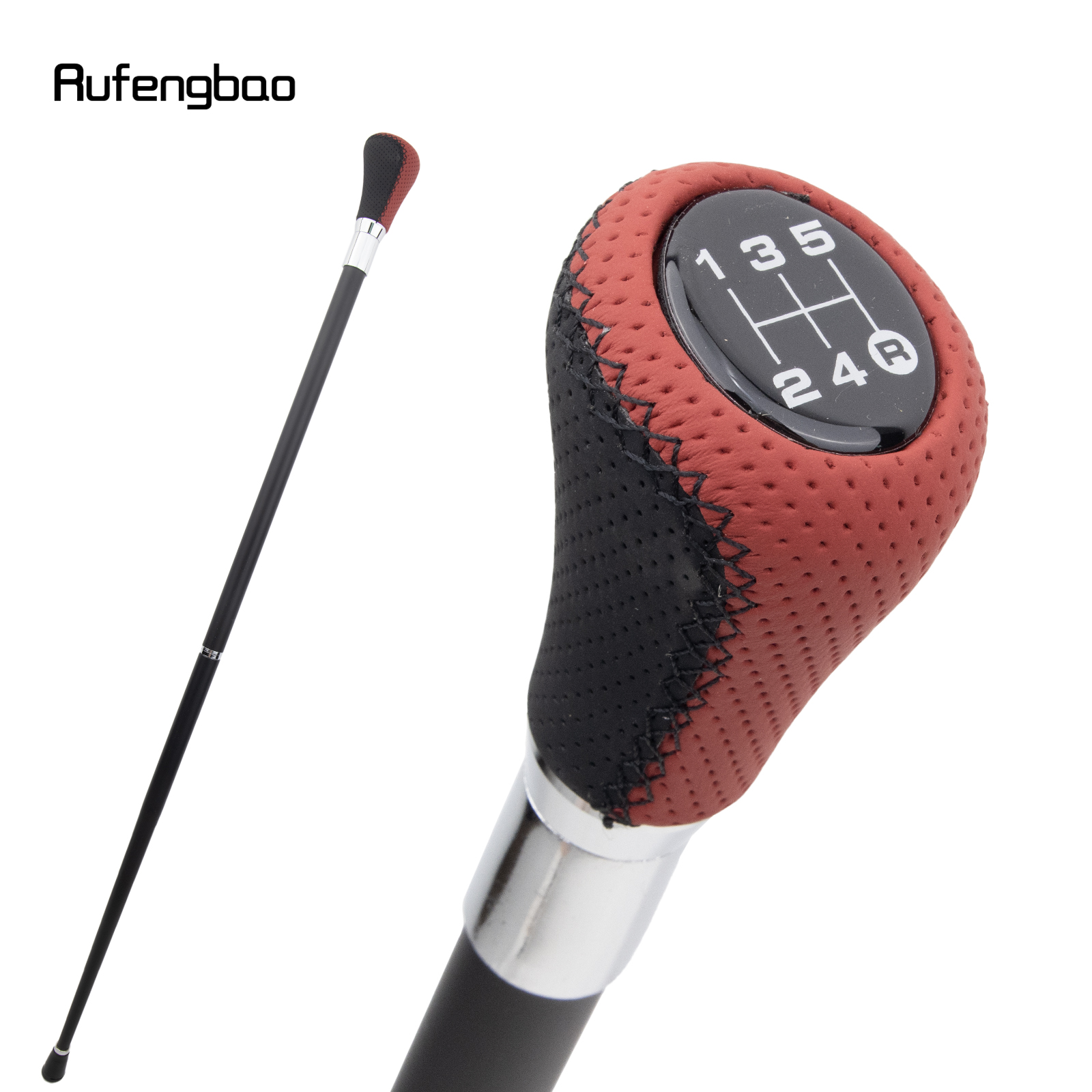 紳士のための銀の杖、エレガントなコスプレ、杖、ファッショナブルな装飾的な杖、黒と赤、93cm