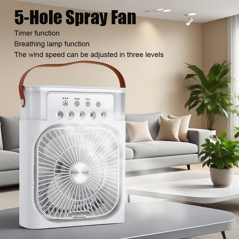 3 in 1 Mini Portable Cooling Fan with USB Charging Water Mist Air Conditioner LED Night Light for Home Office Desk Humidifier