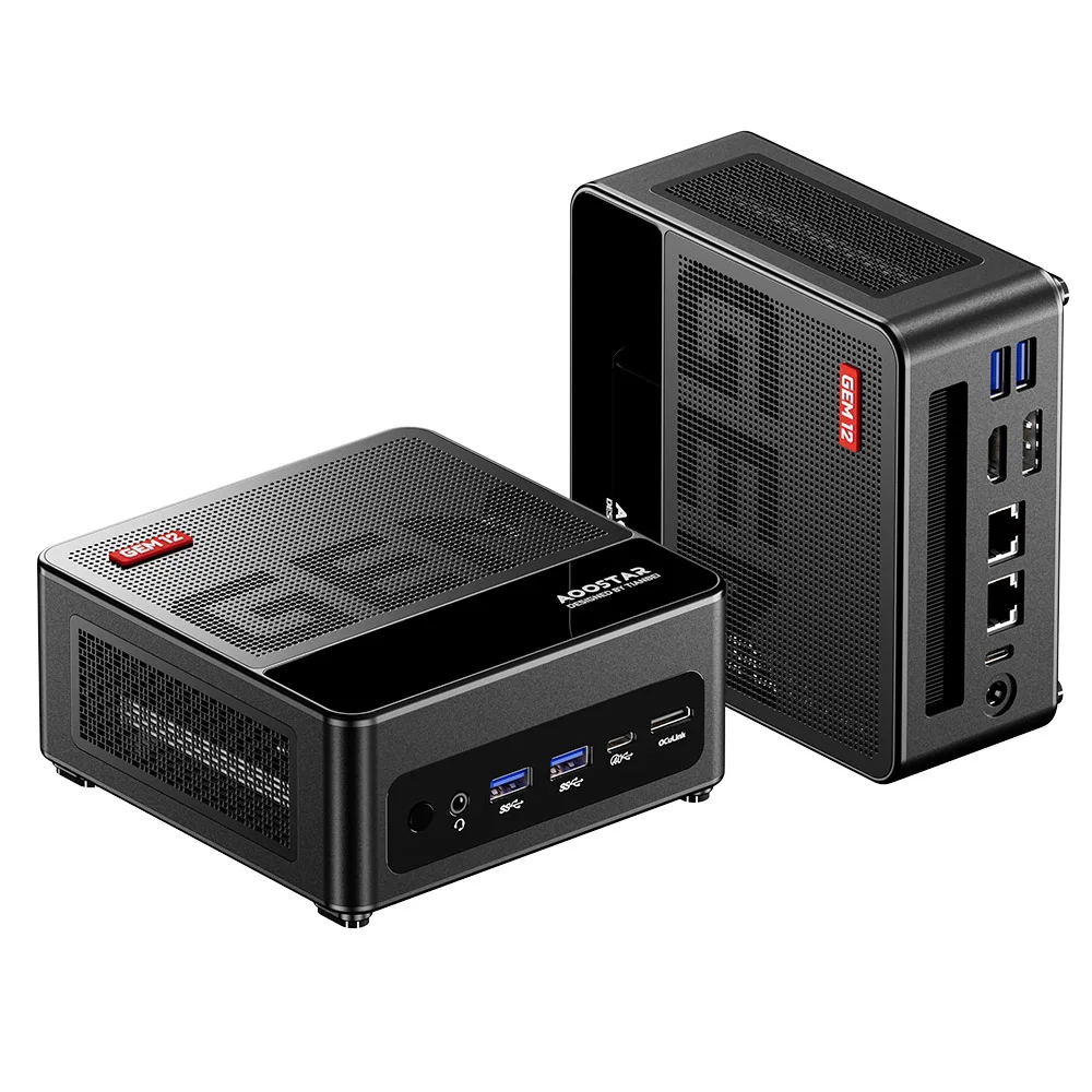 AOOSTAR GEM12 Mini-PC, AMD Ryzen 9 6900HX 8 Core bis zu 4,9 GHz, 32 GB DDR5 RAM 1 TB PCle 4.0 SSD, HDMI 2.1 + DP 1.4+ USB 4 + Typ-C