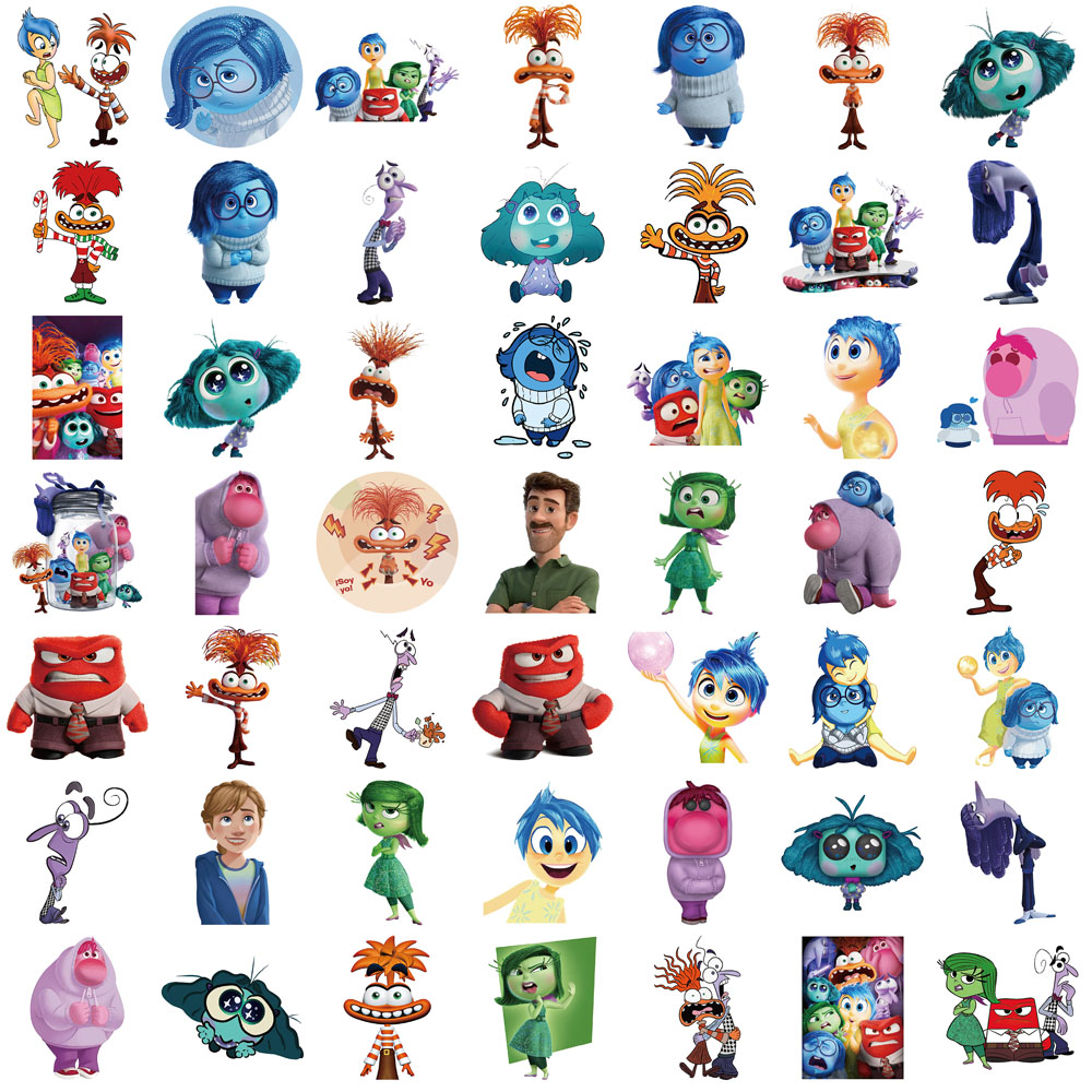 50 Uds. De pegatinas de película de Disney Inside Out, decoración de grafiti de dibujos animados, monopatín, portátil, Notebook, equipaje, calcomanía impermeable, juguete