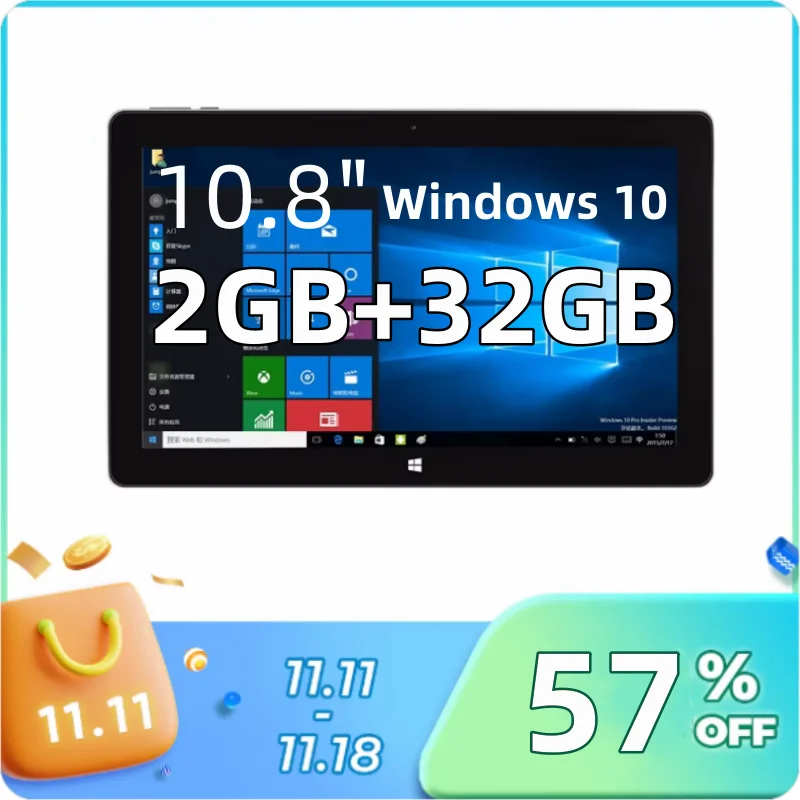 Neuer 64-Bit 10,8 Zoll 2 GB + 32 GB Windows 10 Tablet PC Intel Cherry Trail X5 Z8350 USB 3.0 1366 x 768 Pixel 6000 mAh HDMI Tablets
