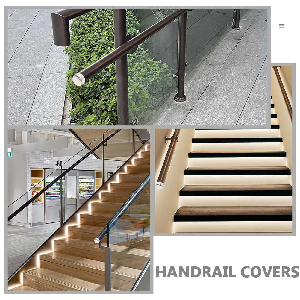 4 Pcs Handrail Tube Accessories Caps Stainless Steel Stair Column Staircase End Plugs for Stairs Railing