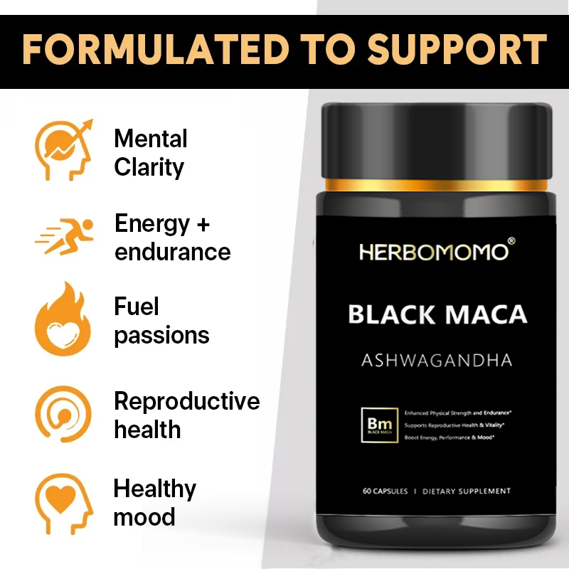 Maca Negra para Hombres - Suplemento de Maca para Salud, Energía y Resistencia, Masa Muscular