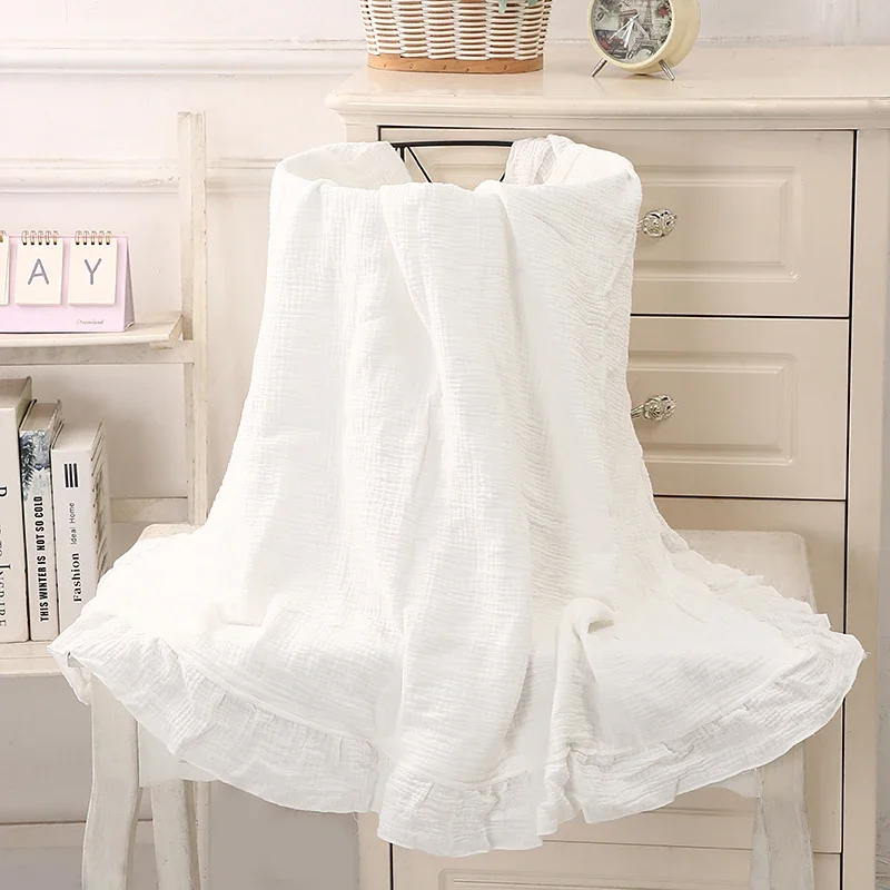 유기농 면화 아기 담요 신생아 모슬린 Swaddle 아기 랩 거즈 프릴 담요 침구 항목 아기 액세서리