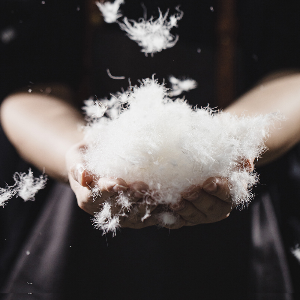 Maden เสื้อแจ็คเก็ตขนเป็ดหนาสำหรับผู้หญิง, เสื้อแจ็คเก็ตมีฮู้ดหนาสีขาว90ขนเป็ดสีฟ้าเนื้อผ้าความหนาแน่นสูงเสื้อให้ความอบอุ่น