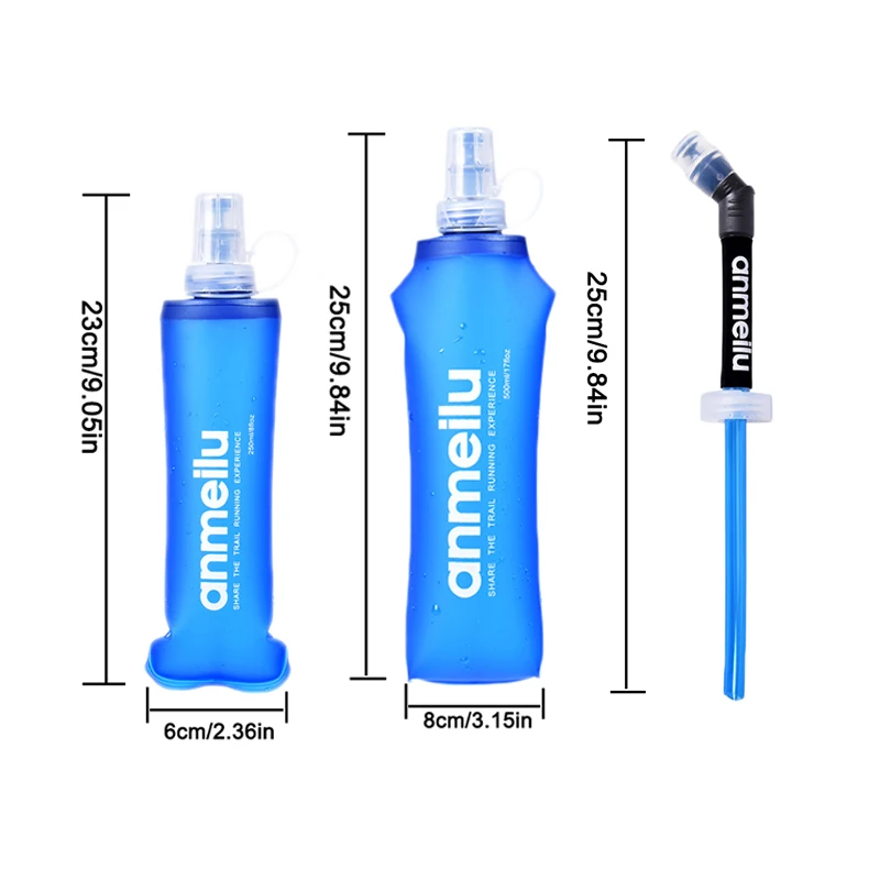 250/500ml 초경량 접이식 물병 BPA 무료 밀짚 야외 스포츠 용품 하이킹 러닝 사이클링 소프트 플라스크 워터 가방