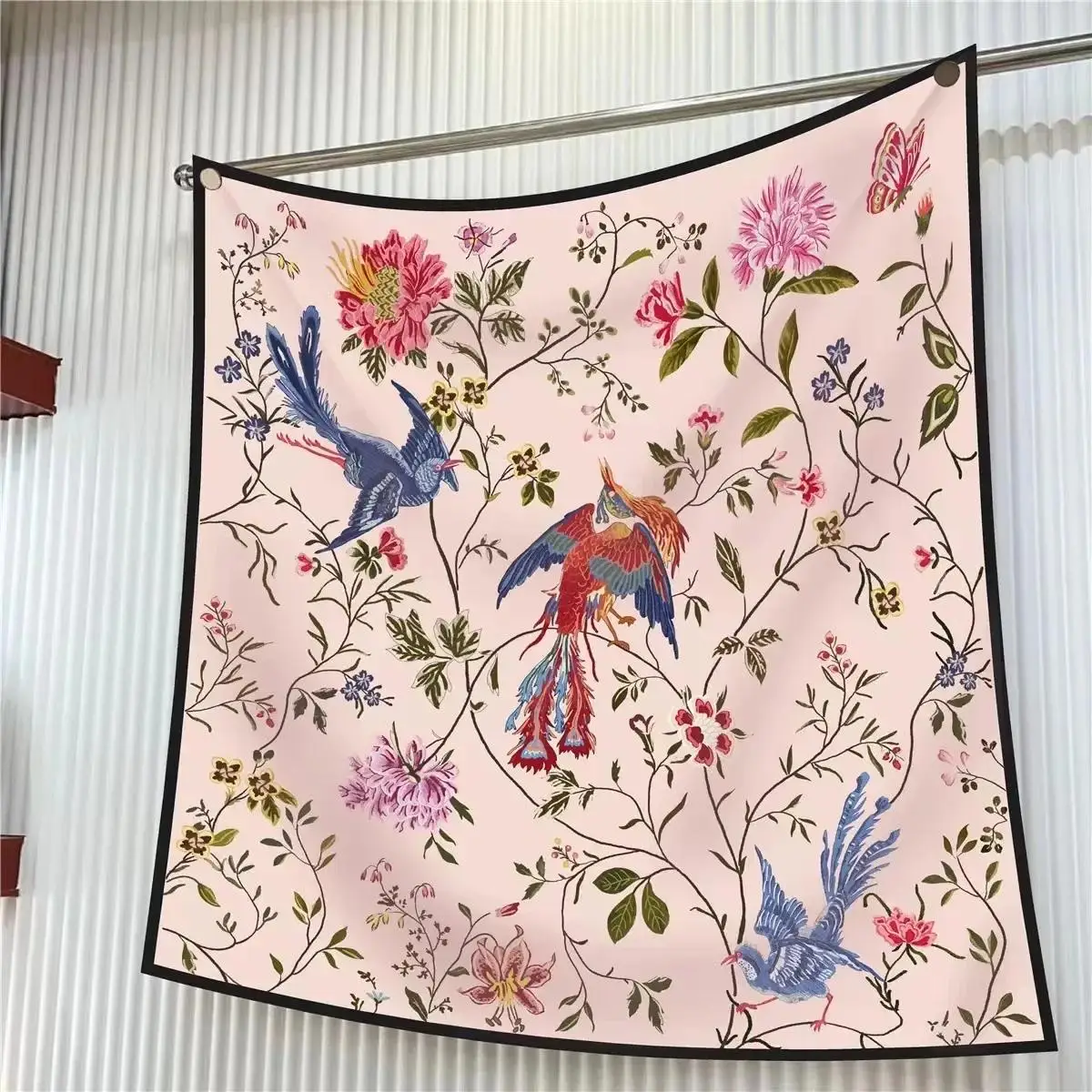 90 cm Francuska Apaszka Kwadratowa w Stylu Dżungli, Dekoracyjna, Modna, z Kwiatami, Wysokiej Jakości Jedwab Twill, Szal Podróżny, Ochrona Przed Słońcem