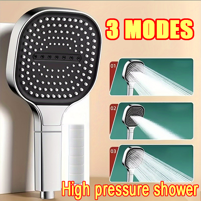 3-Modes High Pressure Shower Head Water Saving Shower Heads Adjustable Water Massage Sprayer Home Bathroom Accessories