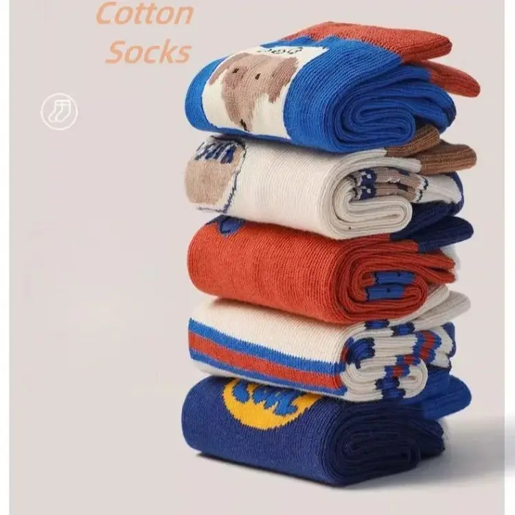 Calcetines de bebé niños otoño 5 pares nuevos calcetines de algodón calcetines para niños 1-14T calcetines divertidos con patrón de cachorro