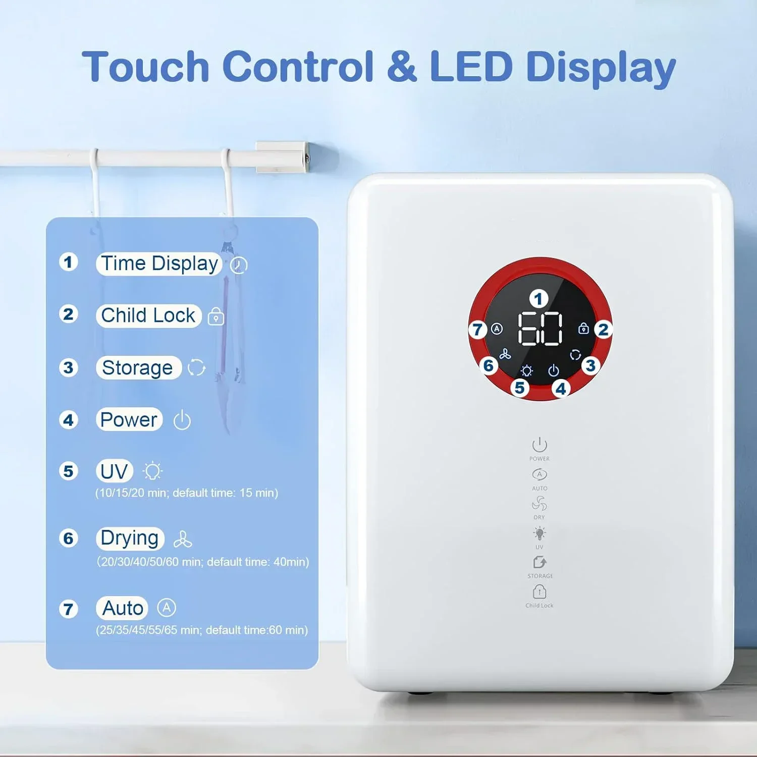 赤ちゃん用の授乳用ボトル,UVライト,乾燥機,家族全員用のUV-Cランプ,大容量,タッチコントロール付き