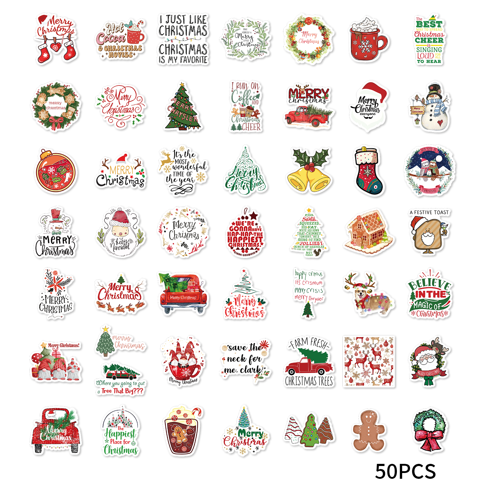 Autocollants Graffiti sur le Thème de Noël, Décoration DIY, Carnet de Notes, Bouteille d'Eau, Valise, Jouet JEClassic, Décalcomanie en PVC, 50Pcs