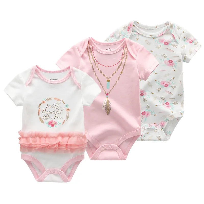 Kiddiezoom 3 uds moda verano manga corta mono de bebé de dibujos animados algodón recién nacido niño niña ropa