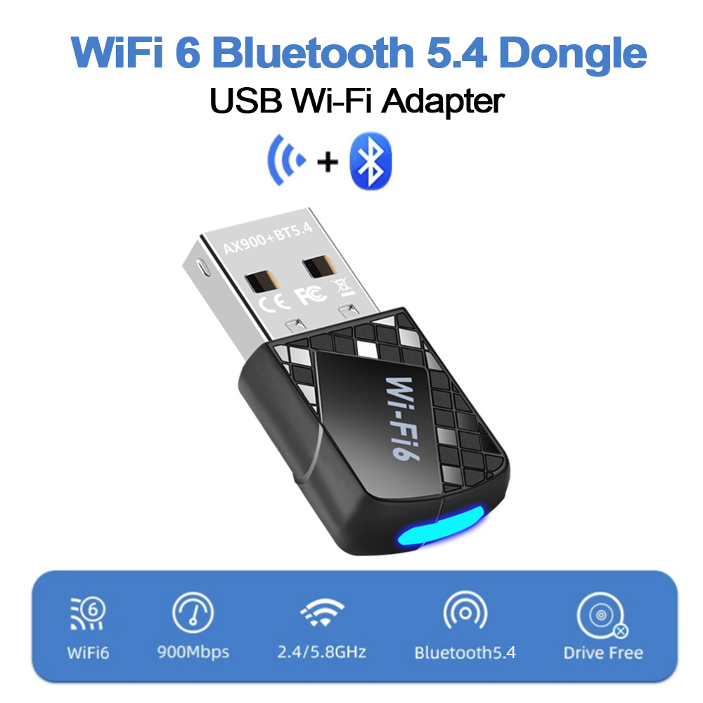 AX900 WIFI6 Bluetooth 5,4 USB-адаптер, сетевая карта 2,4G и 5 ГГц, беспроводной приемник для ПК/ноутбука, Win10/11, бесплатный драйвер