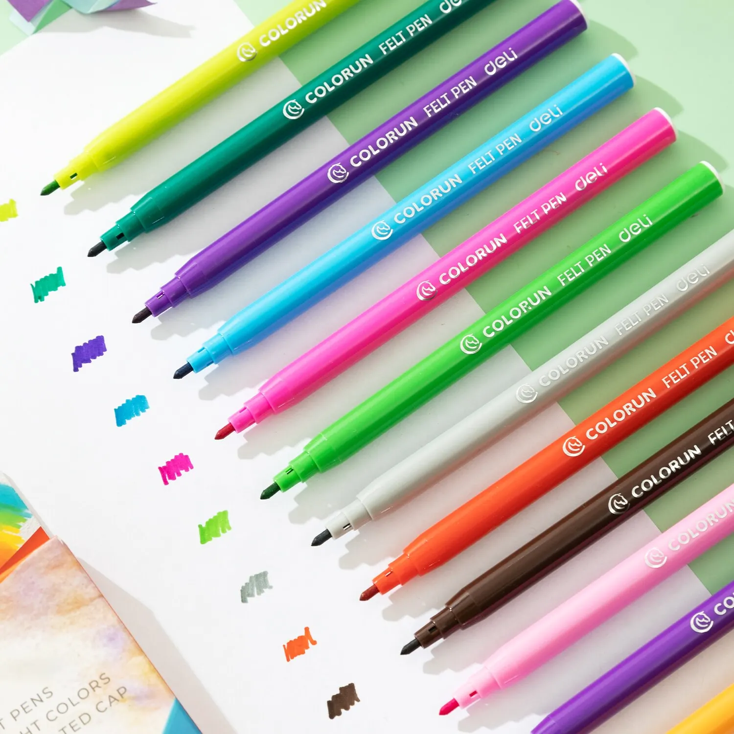 Deli 24สีปากกาสีน้ำปากการู้สึกดีวาดเด็ก DIY ปากกามาร์กเกอร์สำหรับโรงเรียนเครื่องเขียนอุปกรณ์วาดภาพนักเรียน
