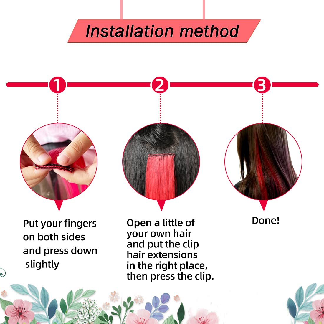 Synthetic 10PCS Clip in Hair Extensions for Women Girls Kids Colored Party Highlights Extensions Multi-colors Straight Hair