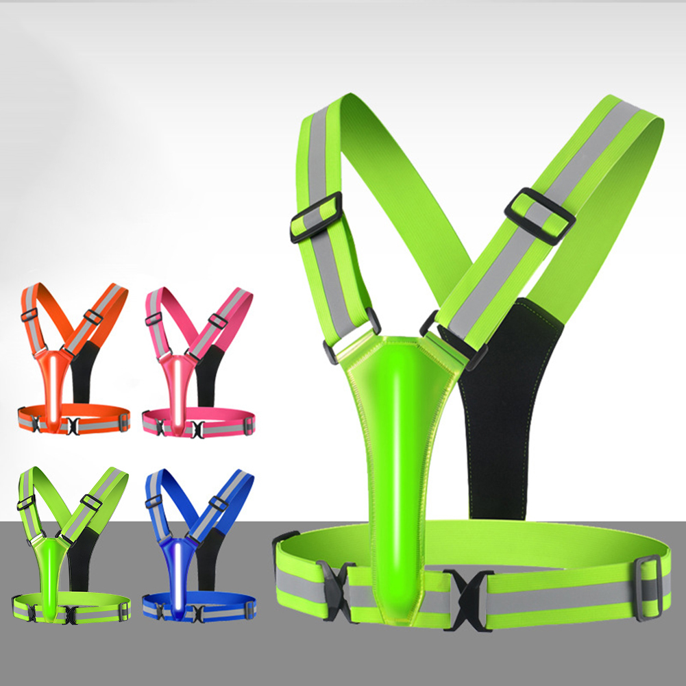 Colete LED Running com USB, Recarregável, Reflexivo, Segurança no Ciclismo, Alta Visibilidade, Corrida Noturna, Roupas de equitação para crianças e adultos