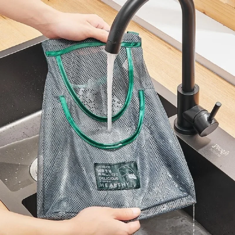 Borse portaoggetti riutilizzabili Borsa a rete da appendere alla cucina Borsa a rete per riporre frutta e verdura per la casa per zenzero, aglio, patate, cipolle