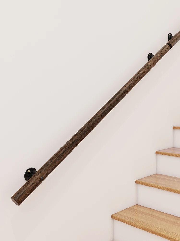 2024 mahogany staircase against the wall handrails domestic indoor attic log railing villa corridor access compound building