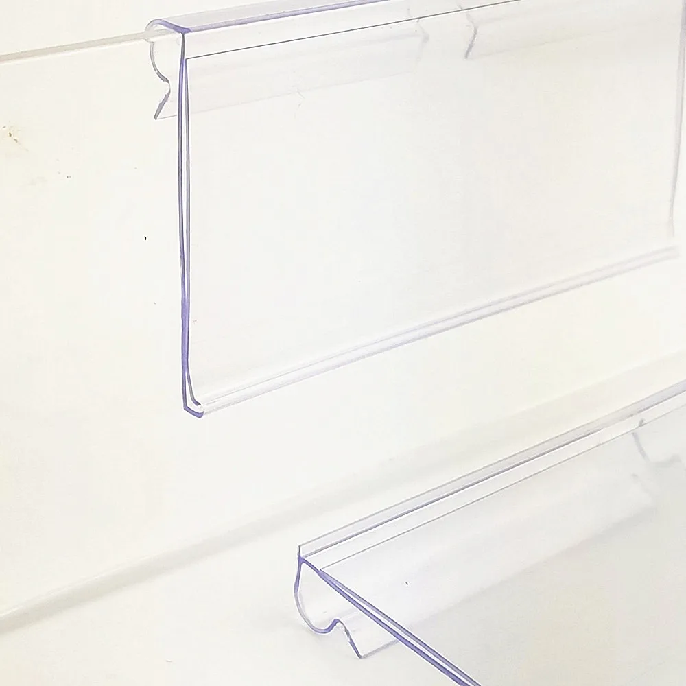 1 confezione in plastica PVC cartello prezzo etichetta display gancio per appendere supporti espositore scaffale per supermercato